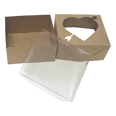 Caixa 4 Visor Coração Flecha (Kraft) (8x7.5x4 cm) 25un Artesanatos