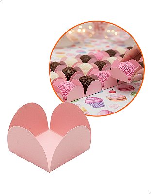 Forminha Decorativa de Papel Rosa 100un Caixeta para Docinhos Gourmet Lembrancinha Noivado Festas Cod.FPROSA