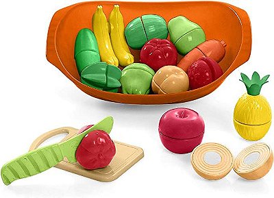 Comidinha de Brinquedo Faz de Conta Nutri Cozinha - 17 Peças Calesita