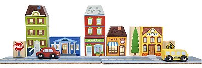 Brinquedo Infantil New Art - Cidade - Blocos de Montar em Madeira
