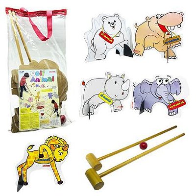 Brinquedo Educativo Infantil Madeira Golf Animal Carimbras