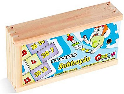Jogo Dominó Subtração em MDF Carlu 28 Peças