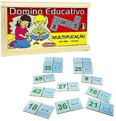 Jogo Educativo Madeira Dominó Multiplicação Carimbras