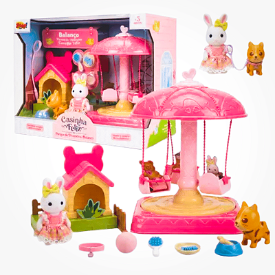 Casinha Feliz Conjunto Parque De Diversões Com Balanço