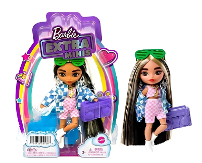 Boneca Barbie Extra Minis Cabelo com Mechas + Acessórios 14cm - Mattel HGP62