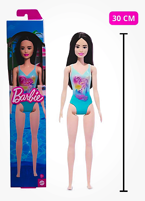 Boneca Barbie Praia Mattel Moda Praia Maiô Azul Mattel Hxx51