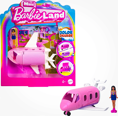 Avião Mini Barbie Land Color Change Muda De Cor Hyf40