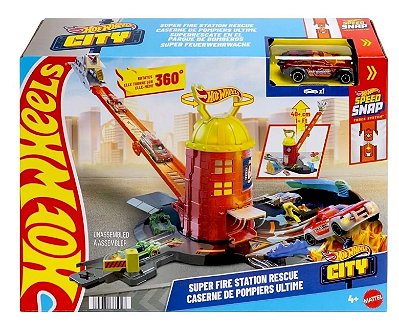 Pista Com Carrinho Hot Wheels - Super Quartel Dos Bombeiros - Mattel