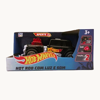 Hot Wheels Carros Hot Rod Preto com Luz e Som 18CM Multikids - BR1823