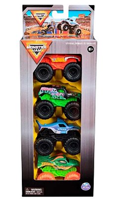 4 Carrinhos Dragon,El T. L.,Grave D.,Megalodon - Monster Jam - Sunny Brinquedos