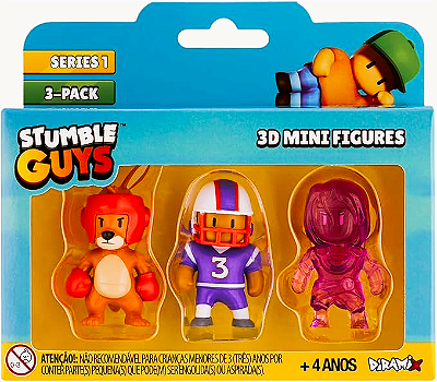 Stumble Guys, Kit Figuras 3D Boxing Roo, Quarterback, Amethyst Nyx Estrela