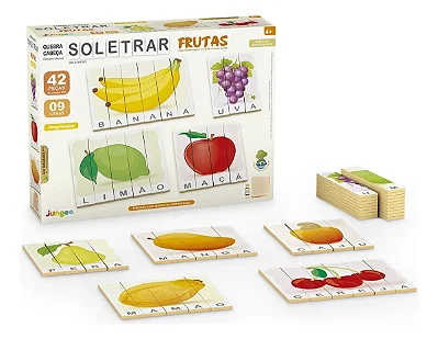 Quebra-cabeça Soletrar Frutas 42 Peças - Junges