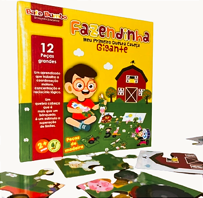 Quebra-cabeça gigante fazendinha - 12 peças Bate Bumbo