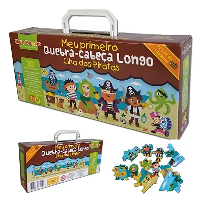 Meu Primeiro Quebra Cabeça Longo Ilha Dos Piratas Bate Bumbo