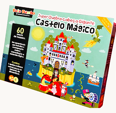 Quebra-cabeça Infantil 60 Peças Madeira Castelo Mágico Bate Bumbo