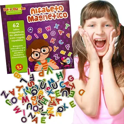 Alfabeto Magnético Brinquedo Educativo e Pedagógico Alfabetização - Bate Bumbo