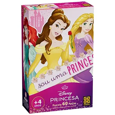 Quebra Cabeça Princesas Disney 60 Peças - Grow