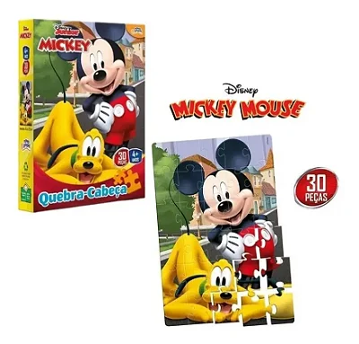 Quebra Cabeça Infantil Mickey Mouse 30 Peças Disney Toyster