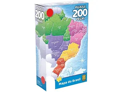 Quebra Cabeça Puzzle 200 Peças Mapa do Brasil 03936 - Grow