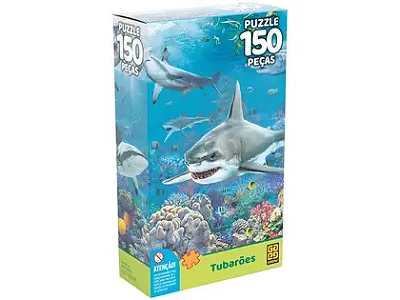 Quebra Cabeça Puzzle Tubarões 150 peças Grow