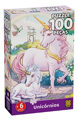 Quebra-cabeça 100 peças Unicórnios - Grow