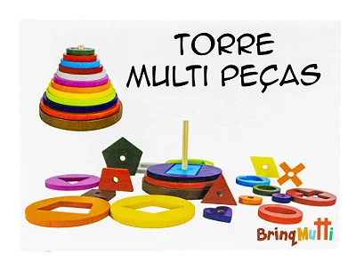 Torre Multi Peças Brinquedo Educativo de Madeira