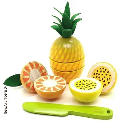 Kit 3 frutas em madeira - New Art