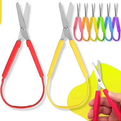 Kit 2 Tesoura Adaptada Especial Tipo Mola - Cores Sortidas