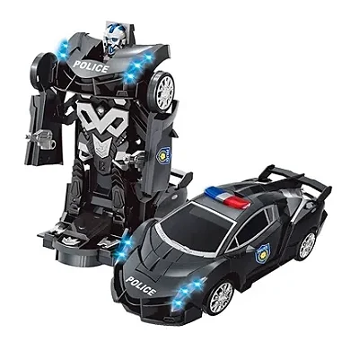 Brinquedo Carro Polícia 2 Em 1 Transformers Robô Zooptoys