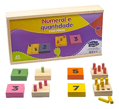 Jogo Educativo Numerais E Quantidades Com Pinos Madeira