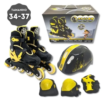 Patins inline tamanho 34-37 com acessórios - Unitoys