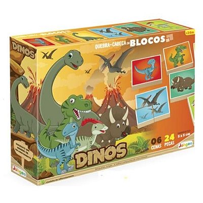 Quebra-cabeça Blocos Dinos MDF Junges