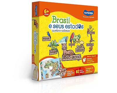 Quebra cabeça Brasil e Seus Estados 82 Pecas - 64,4x45,8cm