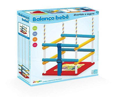 Balanço Bebê Infantil Em Madeira Mdf Com Cinto Até 35 Kg Inmetro