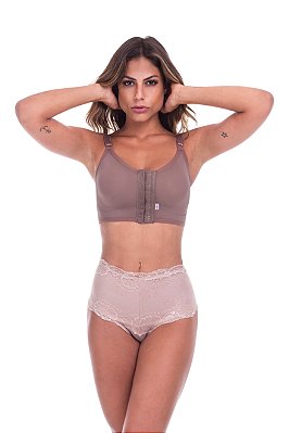 Cinta Modeladora Pós Cirurgica Short Alça Fecho Frontal Premium