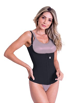 CORSELET MODELADOR COM 8 BARBATANAS - PRETO