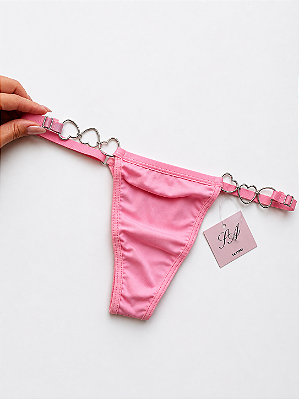 Calcinha Fio Coração Avulsa com Regulagem Rosa