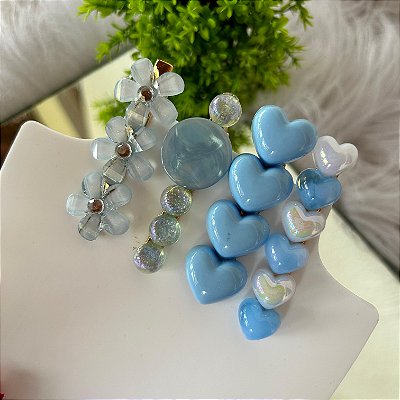 Kit de Presilhas Azul Florzinha