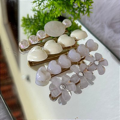 Kit de Presilhas Branca Florzinha