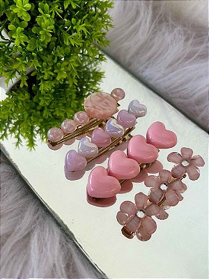 Kit de Presilhas Rosa Florzinha