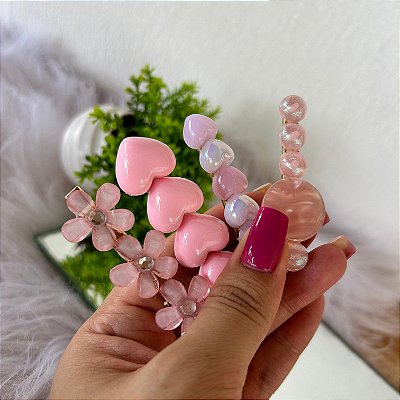 Kit de Presilhas Rosa Florzinha