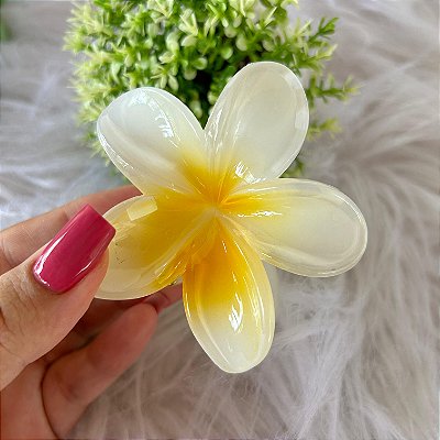 Presilha Tropical Flor Grande Amarela