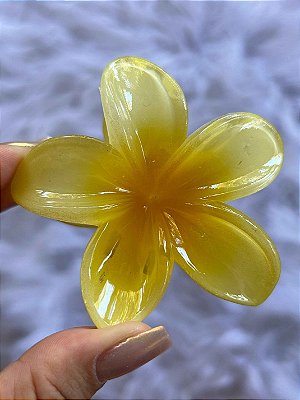 Presilha Tropical Flor Grande Amarela Cintilante