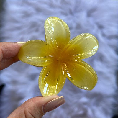 Presilha Tropical Flor Grande Amarela Cintilante