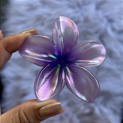 Presilha Tropical Flor Grande Lilás Cintilante