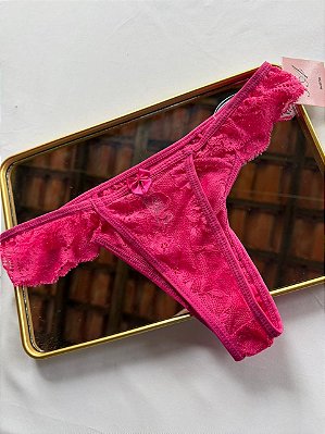 Calcinha Fio Dental Jasmine Pink de renda
