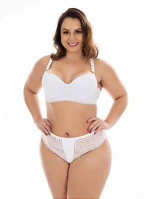 Conjunto Lingerie Marie Plus Size Branco