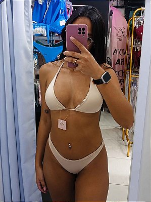 Conjunto Biquíni Roma com Bojo Removivel e Calcinha Fio Duplo Nude