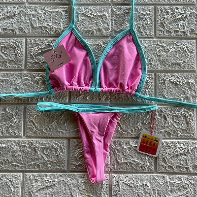 Conjunto Biquíni Bahamas Marquinha Rosa com Azul