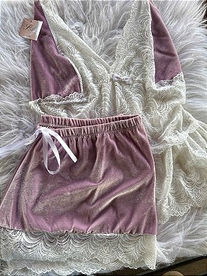 Pijama Veludo Luxo Plus Size Lilás